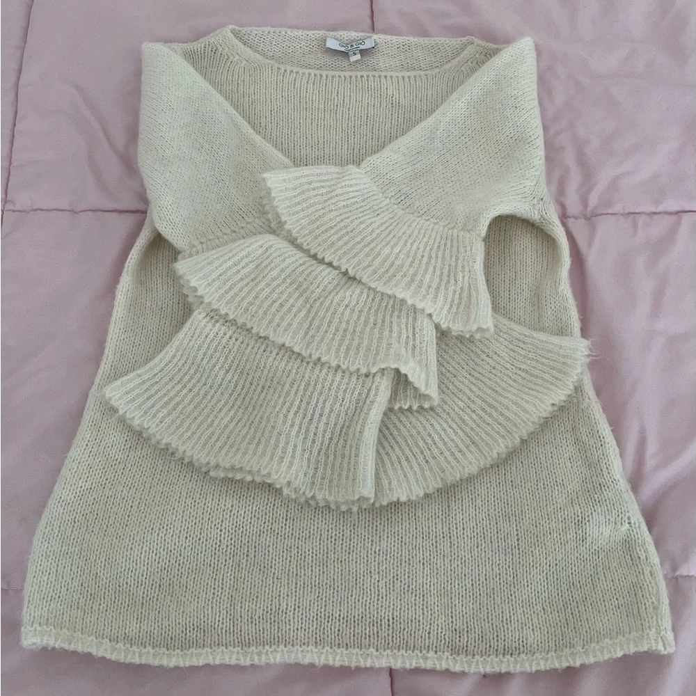 Gio & Gio white wool and mohair blend tiered sleeve sweater size S mad in Italy